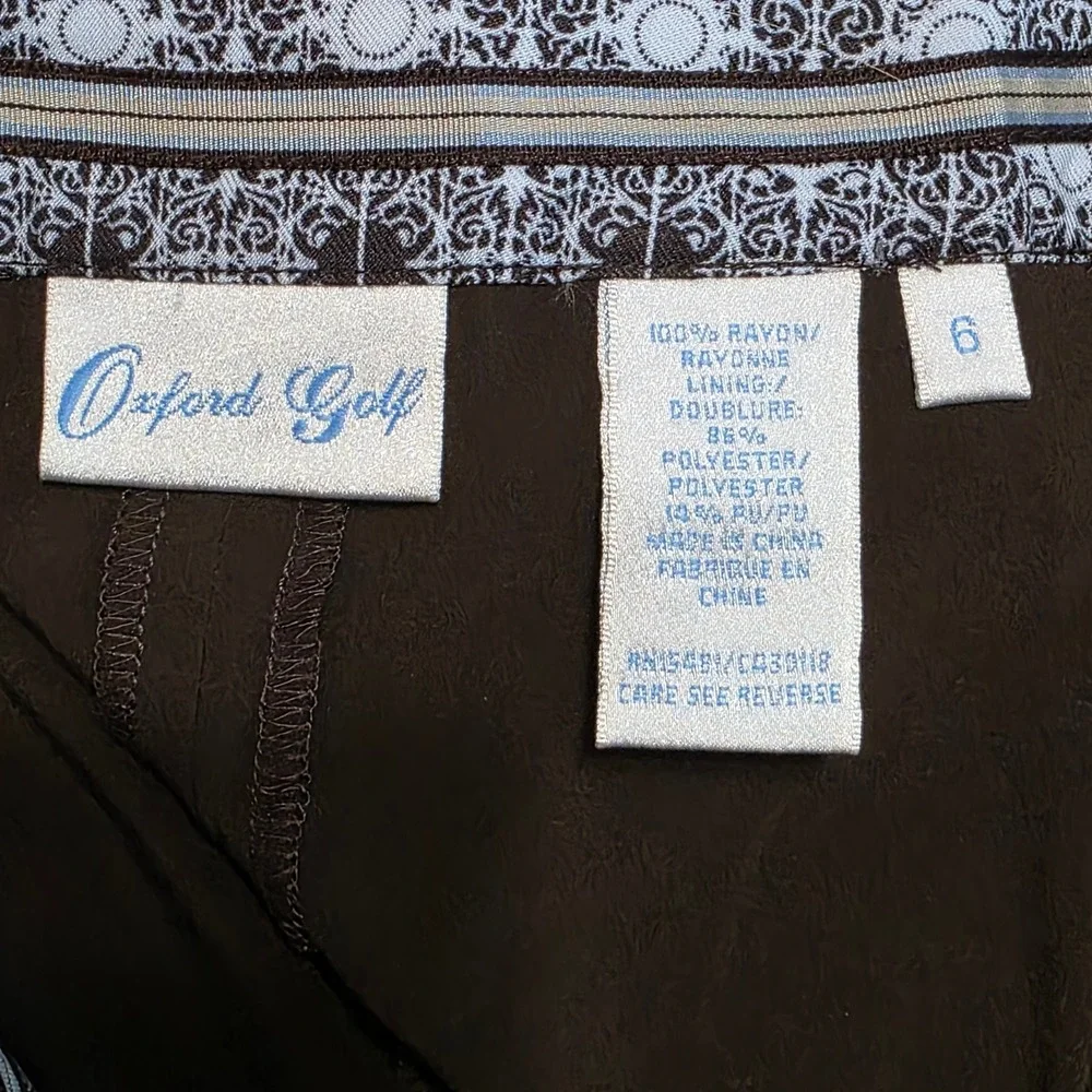 Oxford Golf Women Skort Brown White Geometric HydroWick Performance Size 6‎